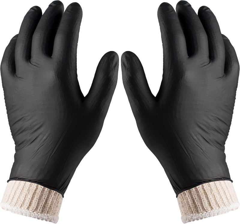 Nechtik BBQ Gloves 4 Cotton Glove Liners and 100 Disposable Gloves Washable Cotton Liners Powder Latex Free Nitrile Gloves - Image 1